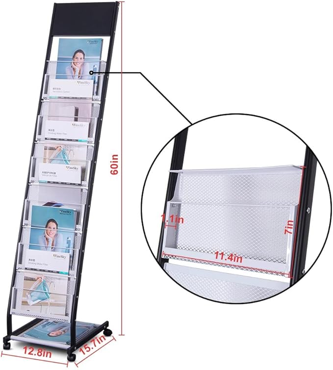 Aluminum brochure stand A4 / Letter, 3 ft.