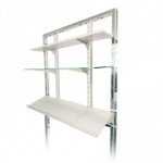 Wall shelf system: 2x rail, 2x supports (optional), 8x white snapper